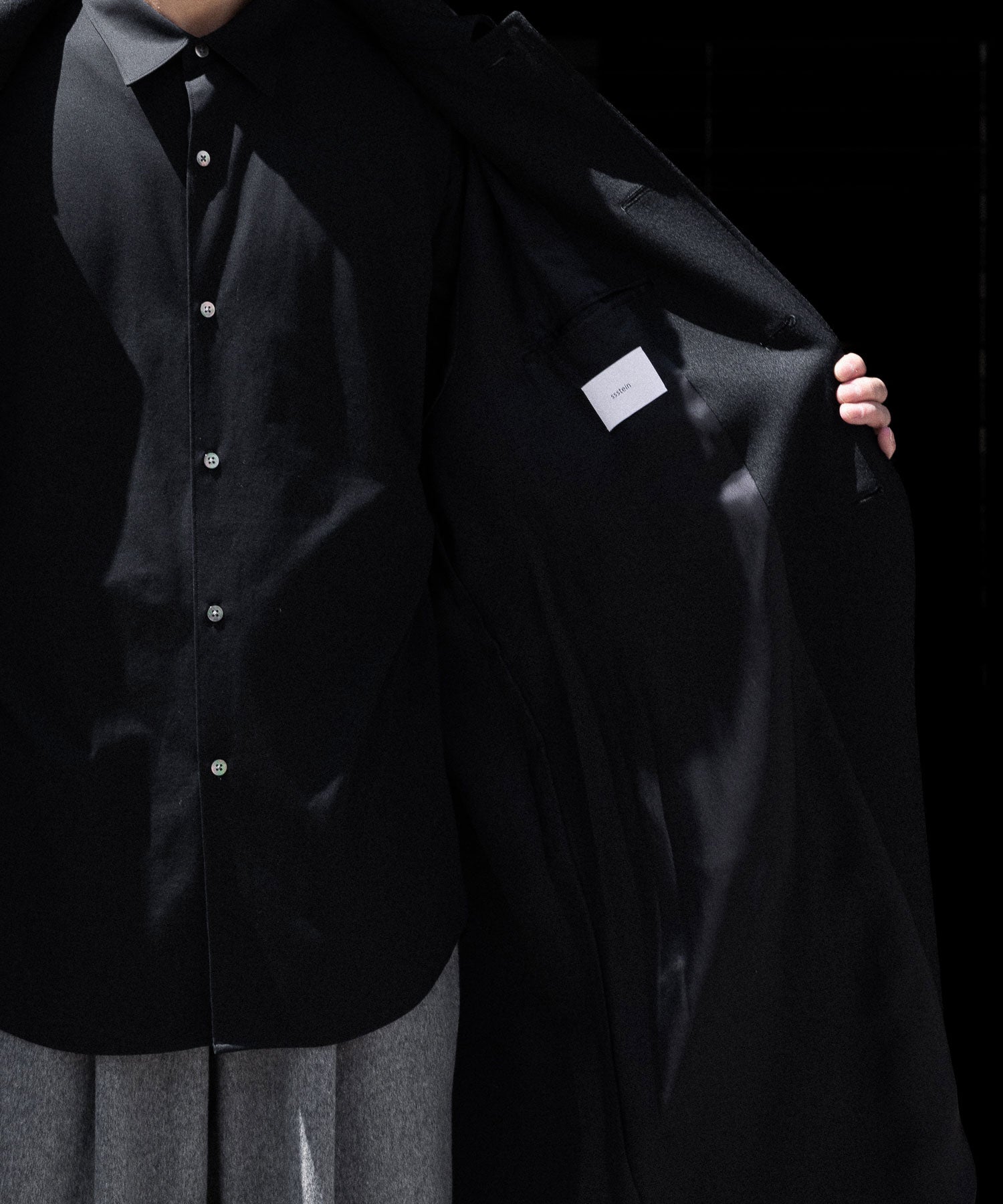 【ssstein】OVERSIZED INVESTIGATED COAT - BLACK