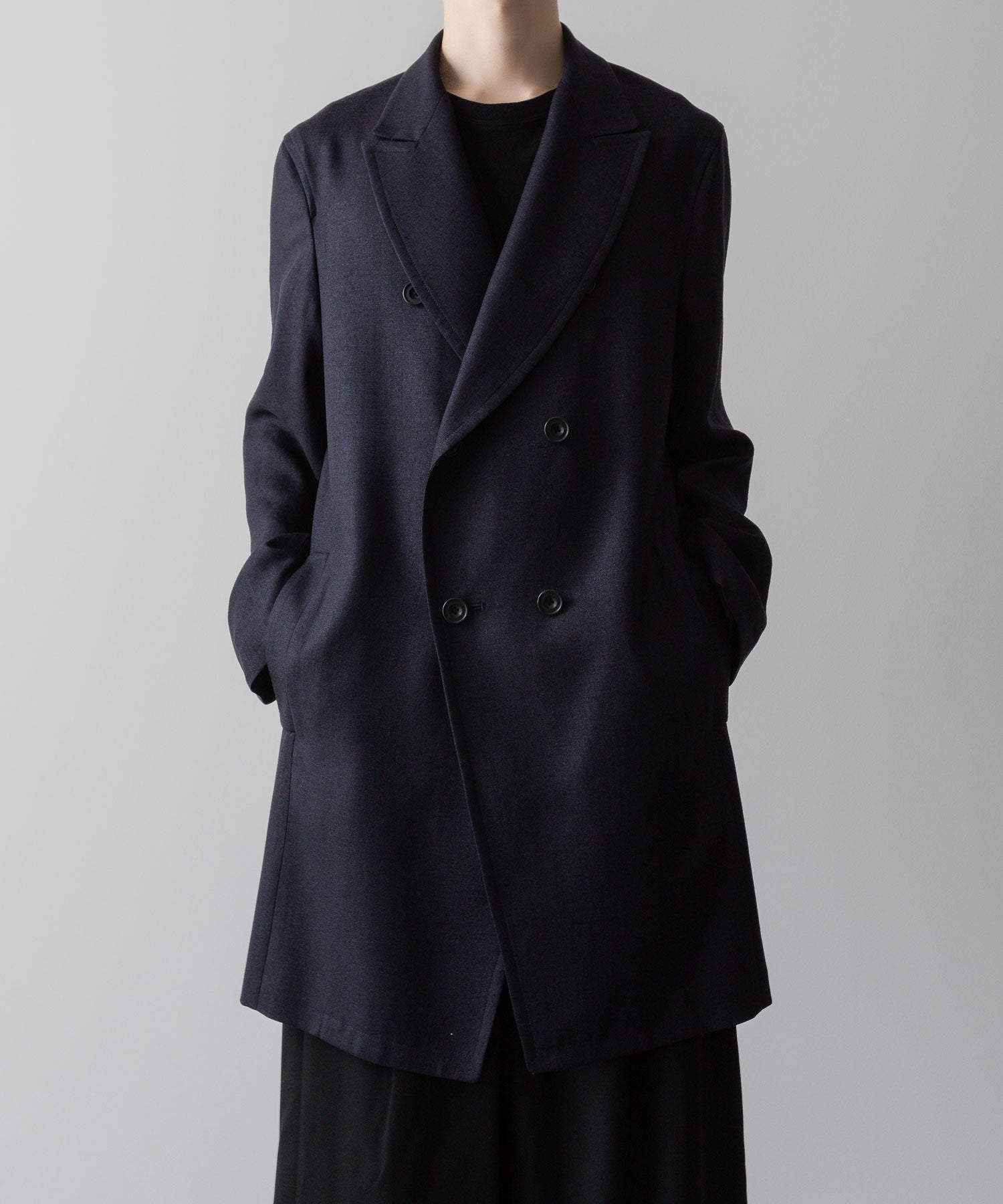 ato(アトウ)のSLUB YARN DOUBLE-BREASTED COAT - NAVY公式通販サイトsession福岡セレクトショップ