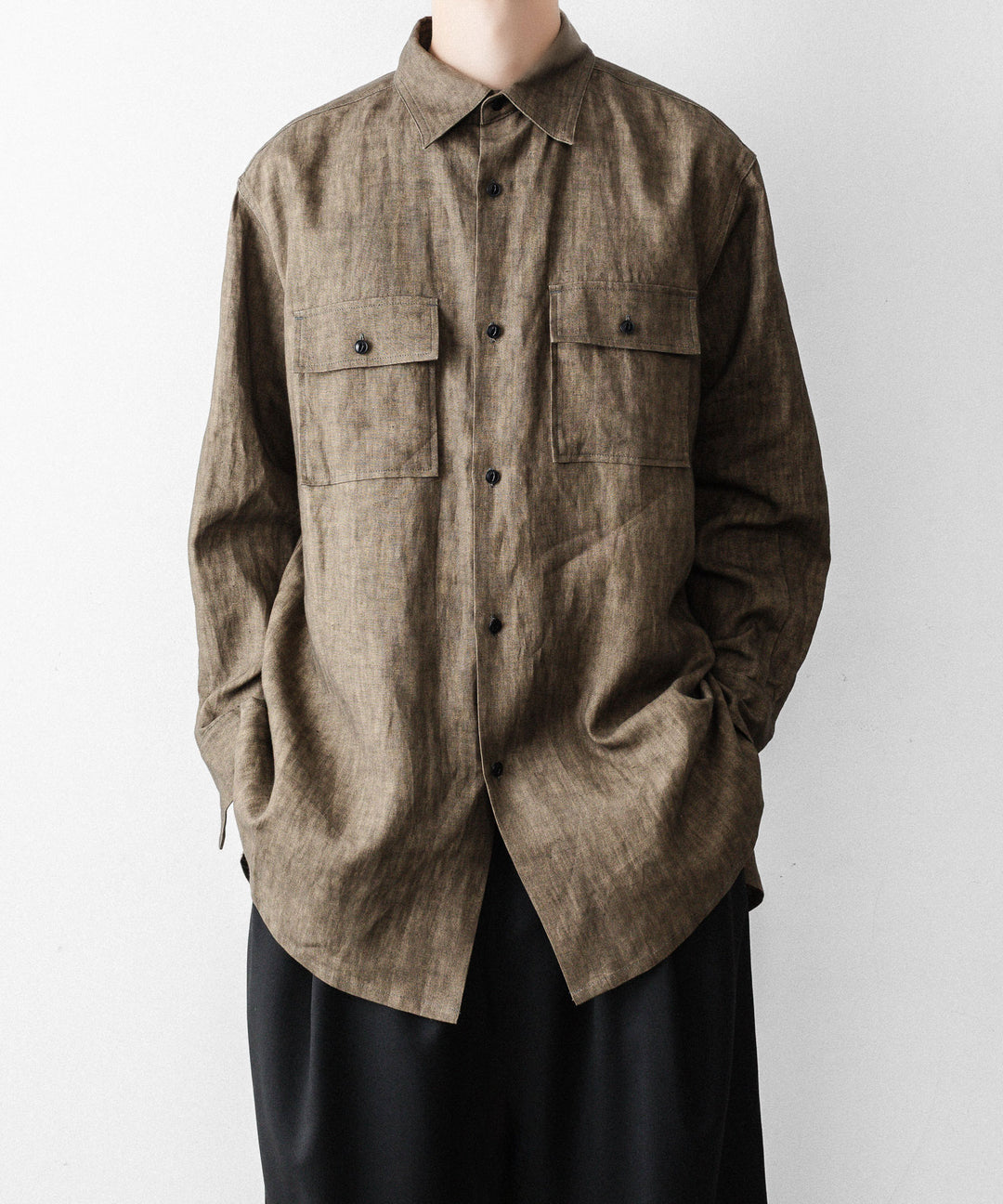 nakedgauge ネイキッドゲージのSUMI LINEN BIG SHIRTのKHAKI公式通販サイトsession福岡セレクトショップ