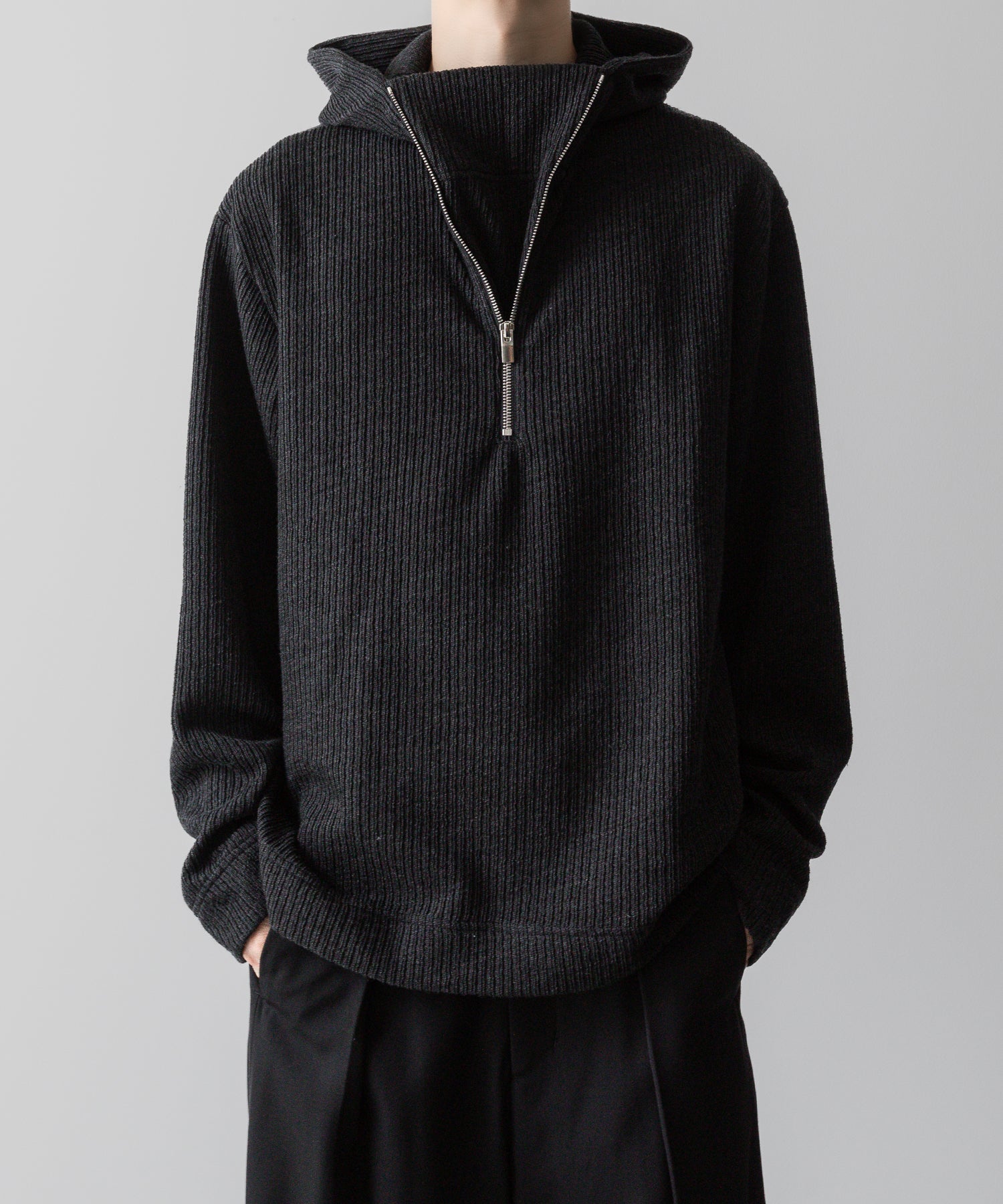 VEIN ヴェインのWO/PE QUARTER GAUGE KNIT HOODED PULLOVER SHIRT - X.GRAYの公式通販サイトsession福岡セレクトショップ