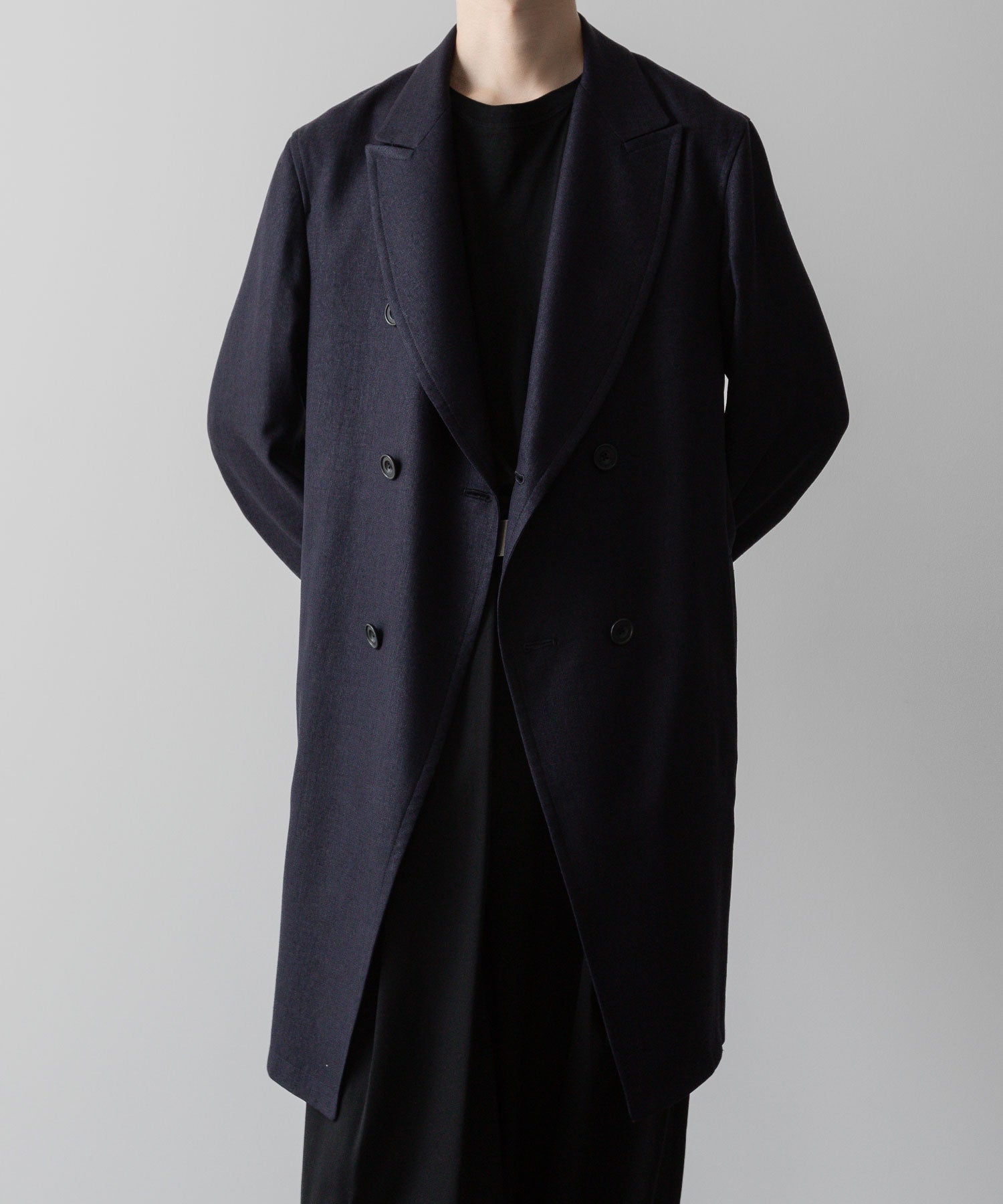 ato(アトウ)のSLUB YARN DOUBLE-BREASTED COAT - NAVY公式通販サイトsession福岡セレクトショップ