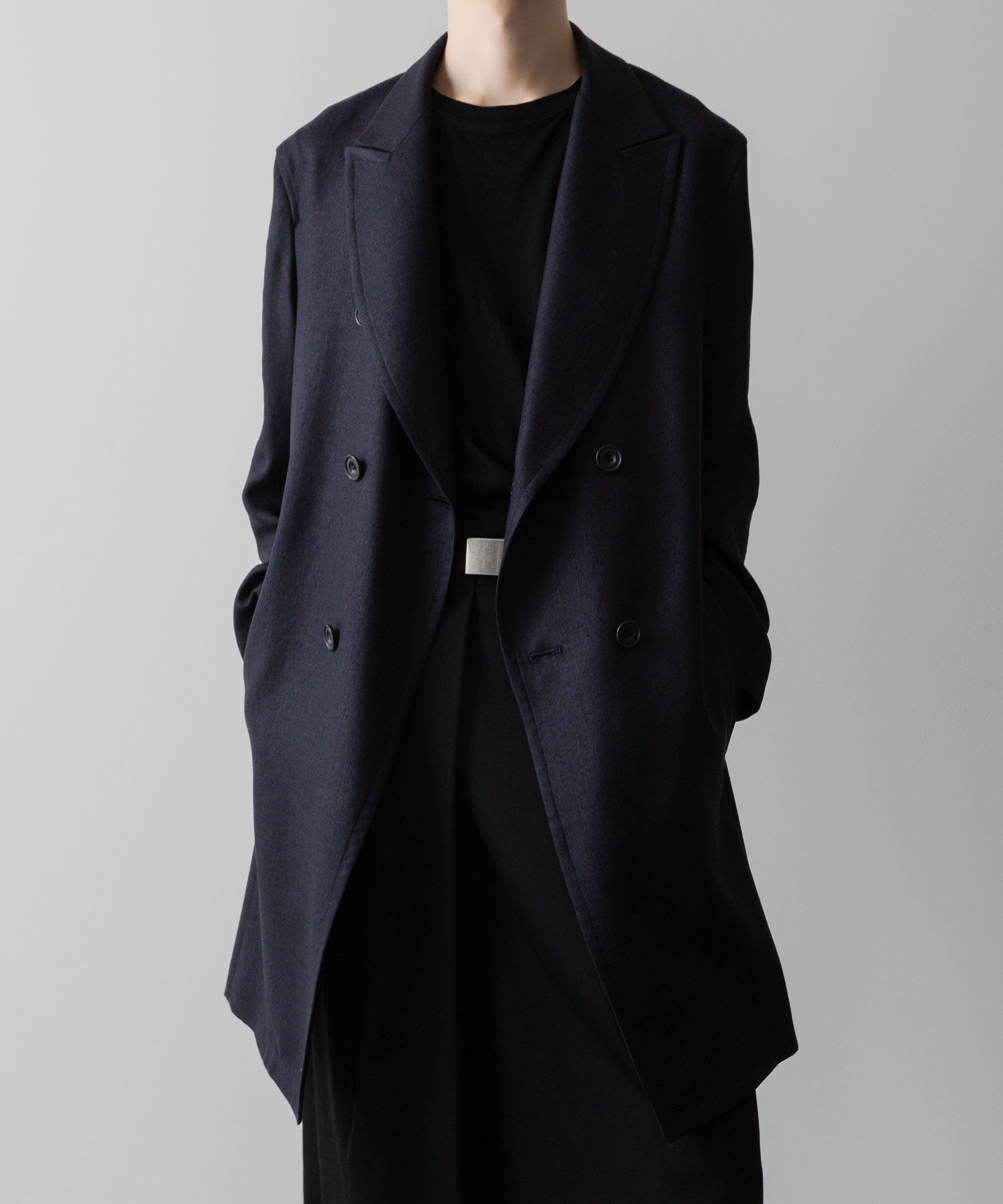 ato(アトウ)のSLUB YARN DOUBLE-BREASTED COAT - NAVY公式通販サイトsession福岡セレクトショップ