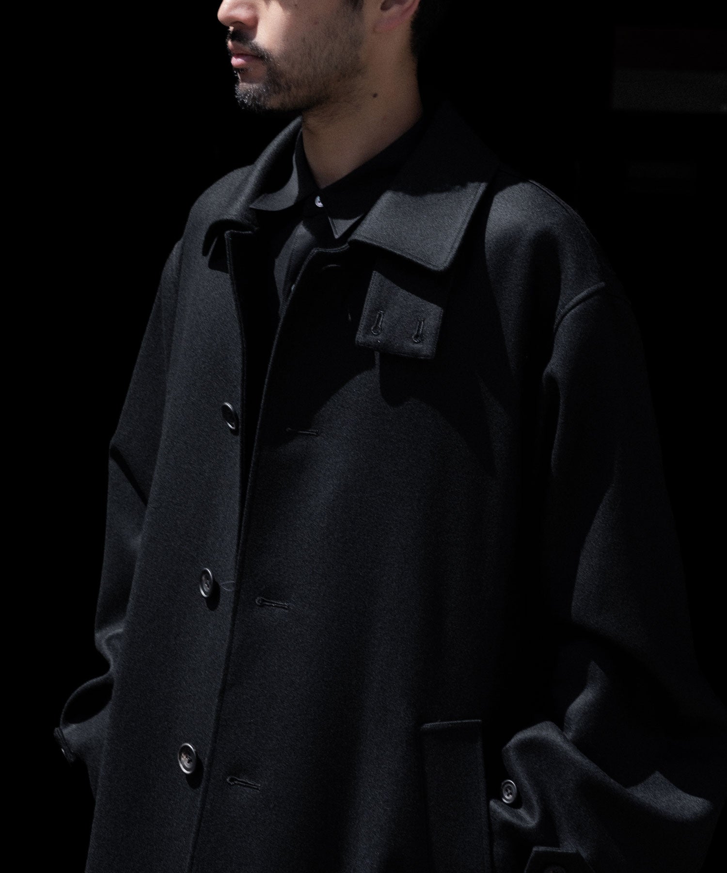 【ssstein】OVERSIZED INVESTIGATED COAT - BLACK