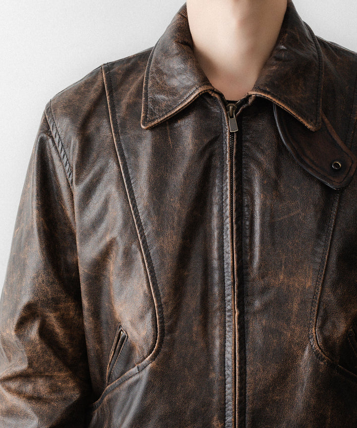 ANTHEM Aアンセムエー のRUSTY BUFFALO LEATHER ZIP BLOUSON - BROWNの公式通販サイトsession福岡セレクトショップ