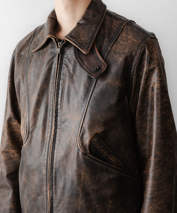 ANTHEM Aアンセムエー のRUSTY BUFFALO LEATHER ZIP BLOUSON - BROWNの公式通販サイトsession福岡セレクトショップ