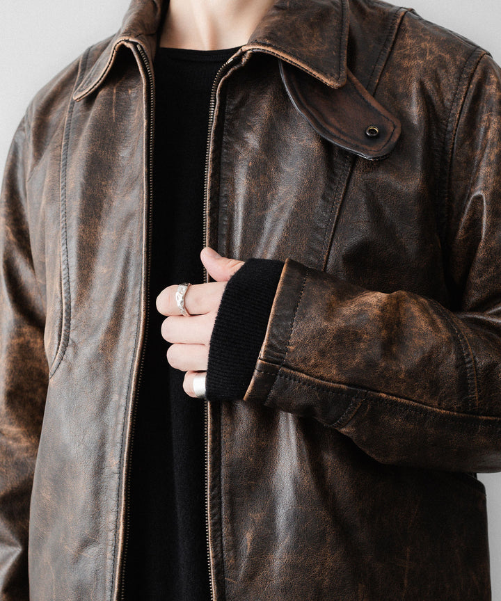 ANTHEM Aアンセムエー のRUSTY BUFFALO LEATHER ZIP BLOUSON - BROWNの公式通販サイトsession福岡セレクトショップ