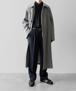 【INTÉRIM】VIRGIN WOOL AND CASHMERE FLANNEL 2-TUCK STRAIGHT SLACKS - TOP NAVY