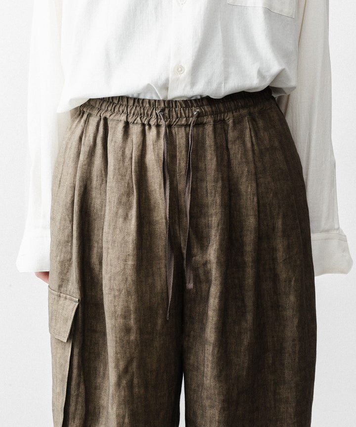 nakedgauge ネイキッドゲージのSUMI LINEN WIDE EASY CARGO PANTSのKHAKI公式通販サイトsession福岡セレクトショップ