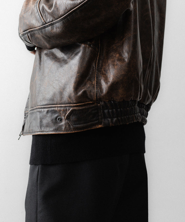 ANTHEM Aアンセムエー のRUSTY BUFFALO LEATHER ZIP BLOUSON - BROWNの公式通販サイトsession福岡セレクトショップ