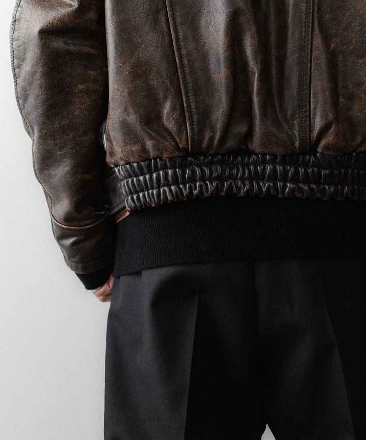 ANTHEM Aアンセムエー のRUSTY BUFFALO LEATHER ZIP BLOUSON - BROWNの公式通販サイトsession福岡セレクトショップ