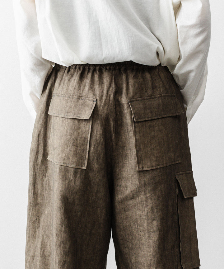 nakedgauge ネイキッドゲージのSUMI LINEN WIDE EASY CARGO PANTSのKHAKI公式通販サイトsession福岡セレクトショップ