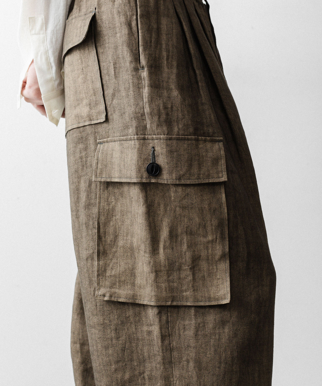 nakedgauge ネイキッドゲージのSUMI LINEN WIDE EASY CARGO PANTSのKHAKI公式通販サイトsession福岡セレクトショップ