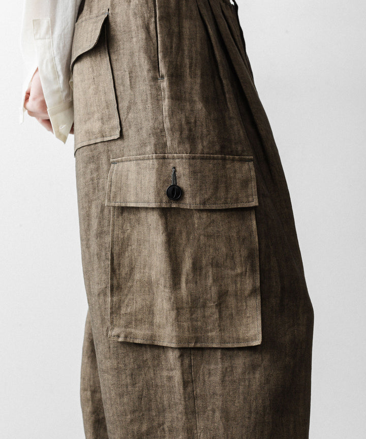 nakedgauge ネイキッドゲージのSUMI LINEN WIDE EASY CARGO PANTSのKHAKI公式通販サイトsession福岡セレクトショップ