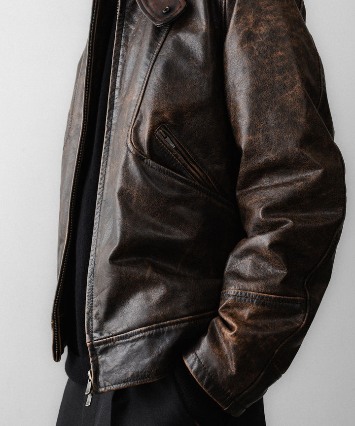 ANTHEM Aアンセムエー のRUSTY BUFFALO LEATHER ZIP BLOUSON - BROWNの公式通販サイトsession福岡セレクトショップ