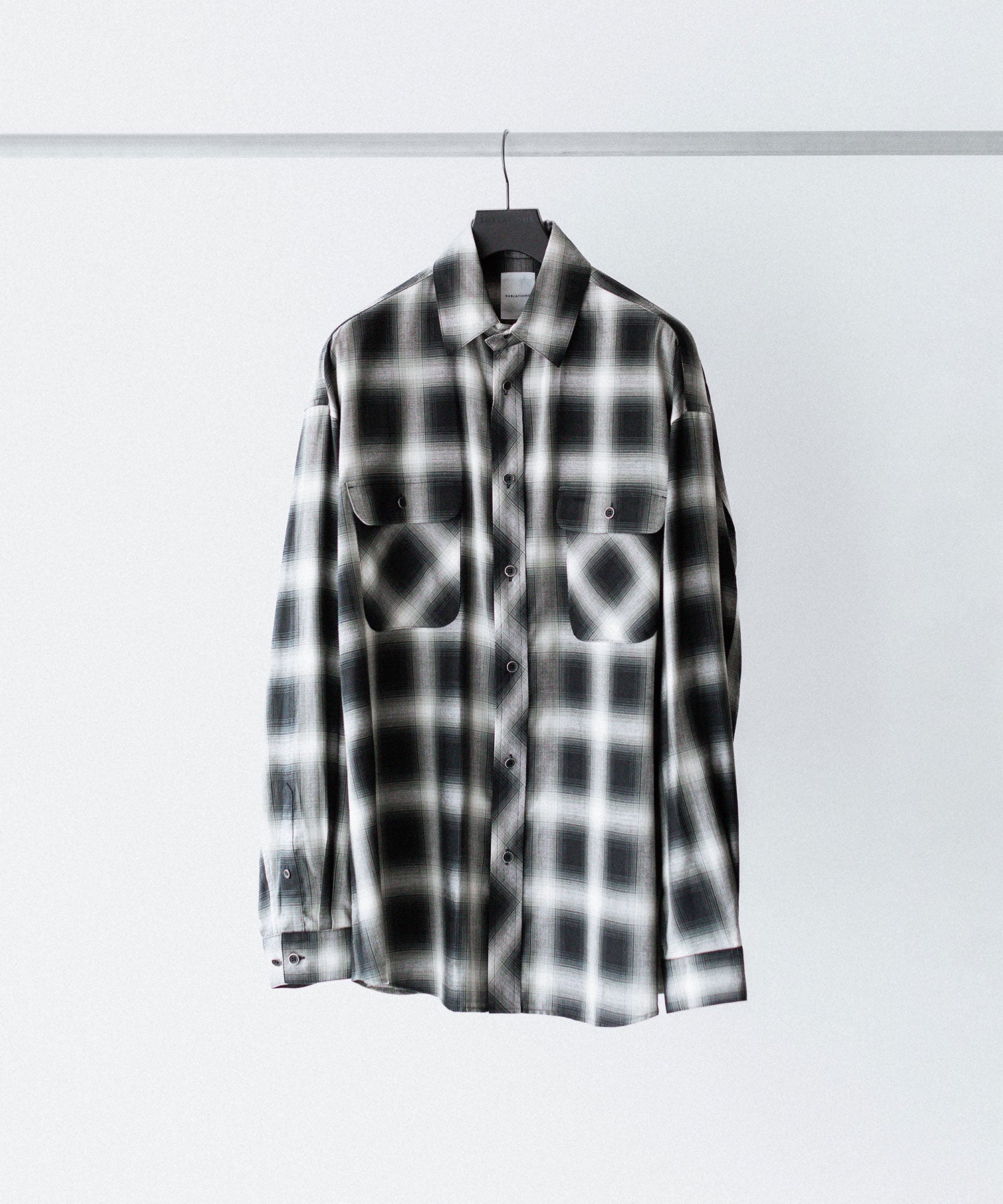 【SUBLATIONS】OMBRE CHECK RELAX FIT SHIRT - BLACK