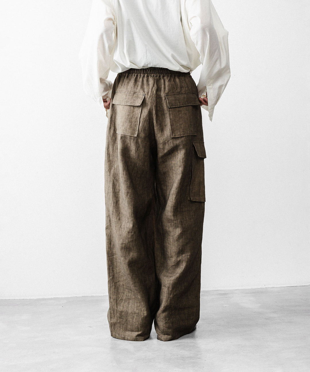 nakedgauge ネイキッドゲージのSUMI LINEN WIDE EASY CARGO PANTSのKHAKI公式通販サイトsession福岡セレクトショップ