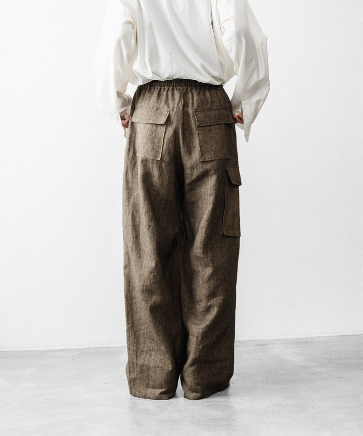 nakedgauge ネイキッドゲージのSUMI LINEN WIDE EASY CARGO PANTSのKHAKI公式通販サイトsession福岡セレクトショップ