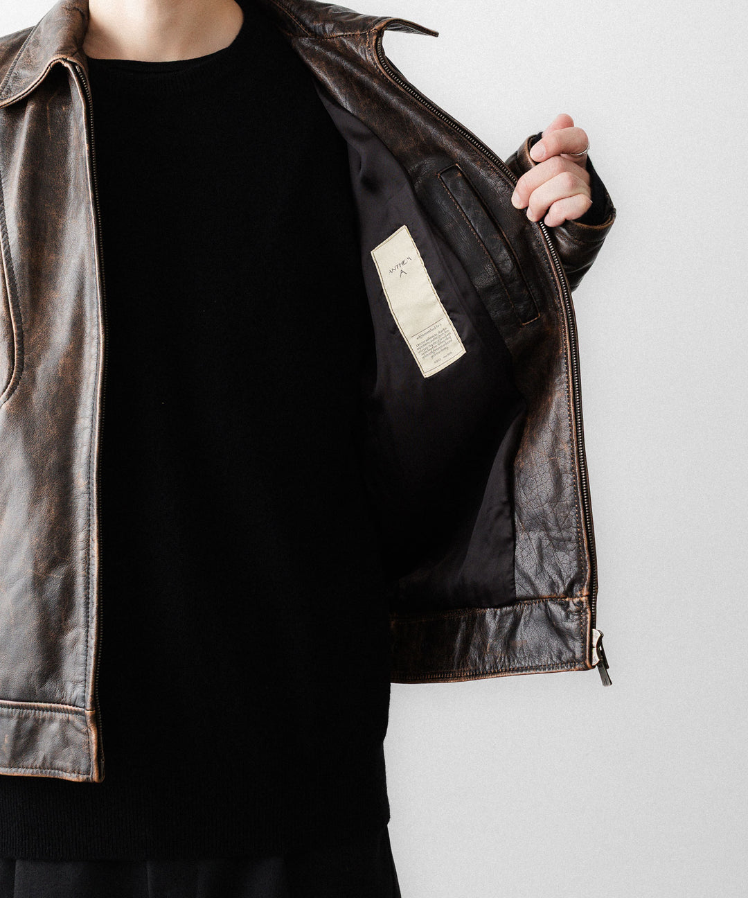 ANTHEM Aアンセムエー のRUSTY BUFFALO LEATHER ZIP BLOUSON - BROWNの公式通販サイトsession福岡セレクトショップ