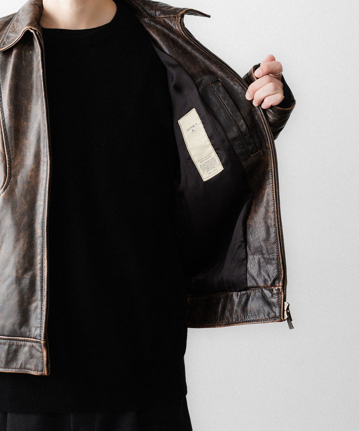 ANTHEM Aアンセムエー のRUSTY BUFFALO LEATHER ZIP BLOUSON - BROWNの公式通販サイトsession福岡セレクトショップ
