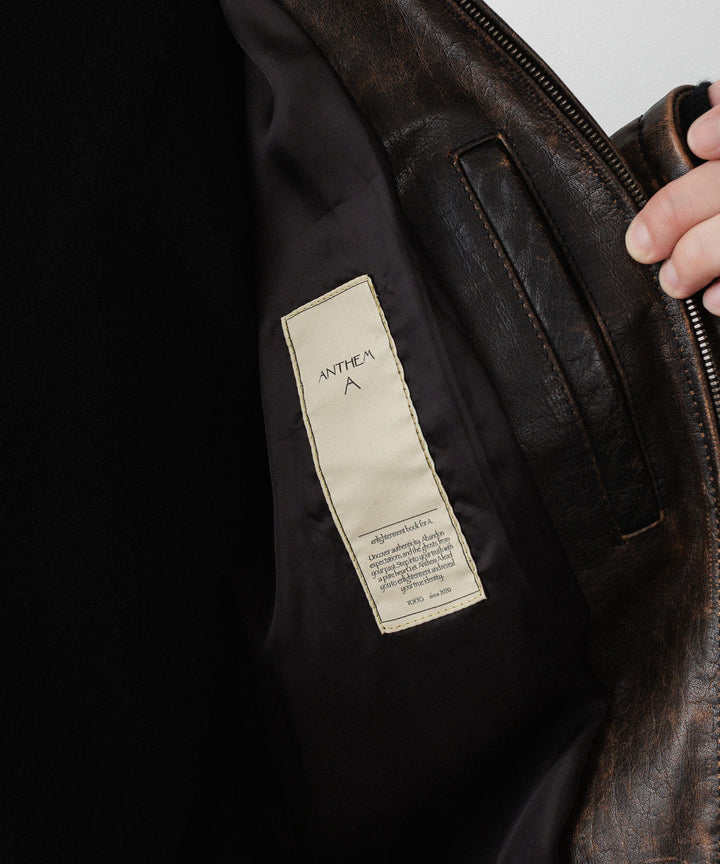 ANTHEM Aアンセムエー のRUSTY BUFFALO LEATHER ZIP BLOUSON - BROWNの公式通販サイトsession福岡セレクトショップ