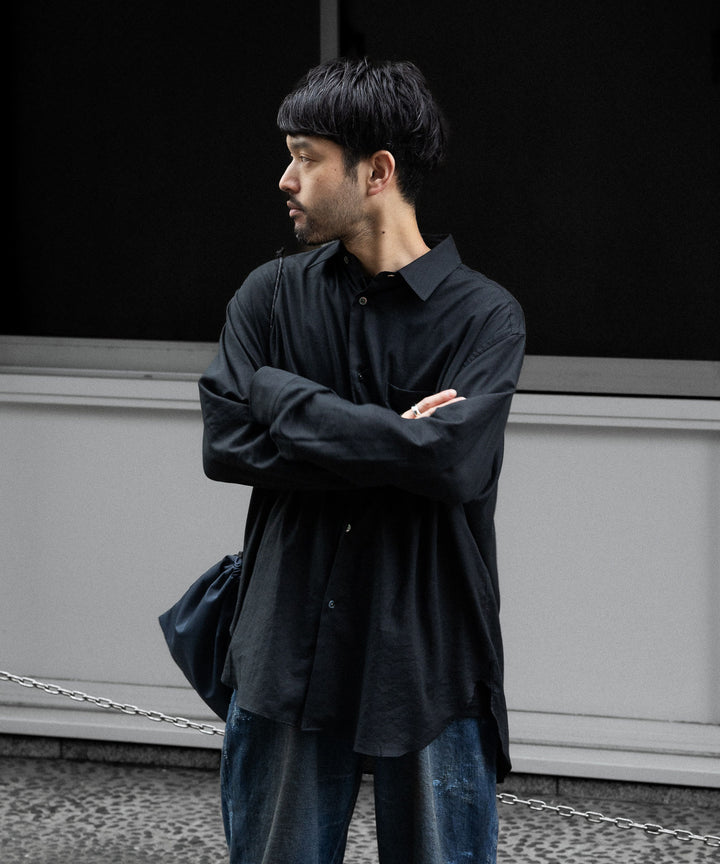 ssstein(シュタイン)のCOTTON/SILK OVERSIZED REGULAR COLLAR SHIRT - BLACKの公式通販サイトsession福岡セレクトショップ