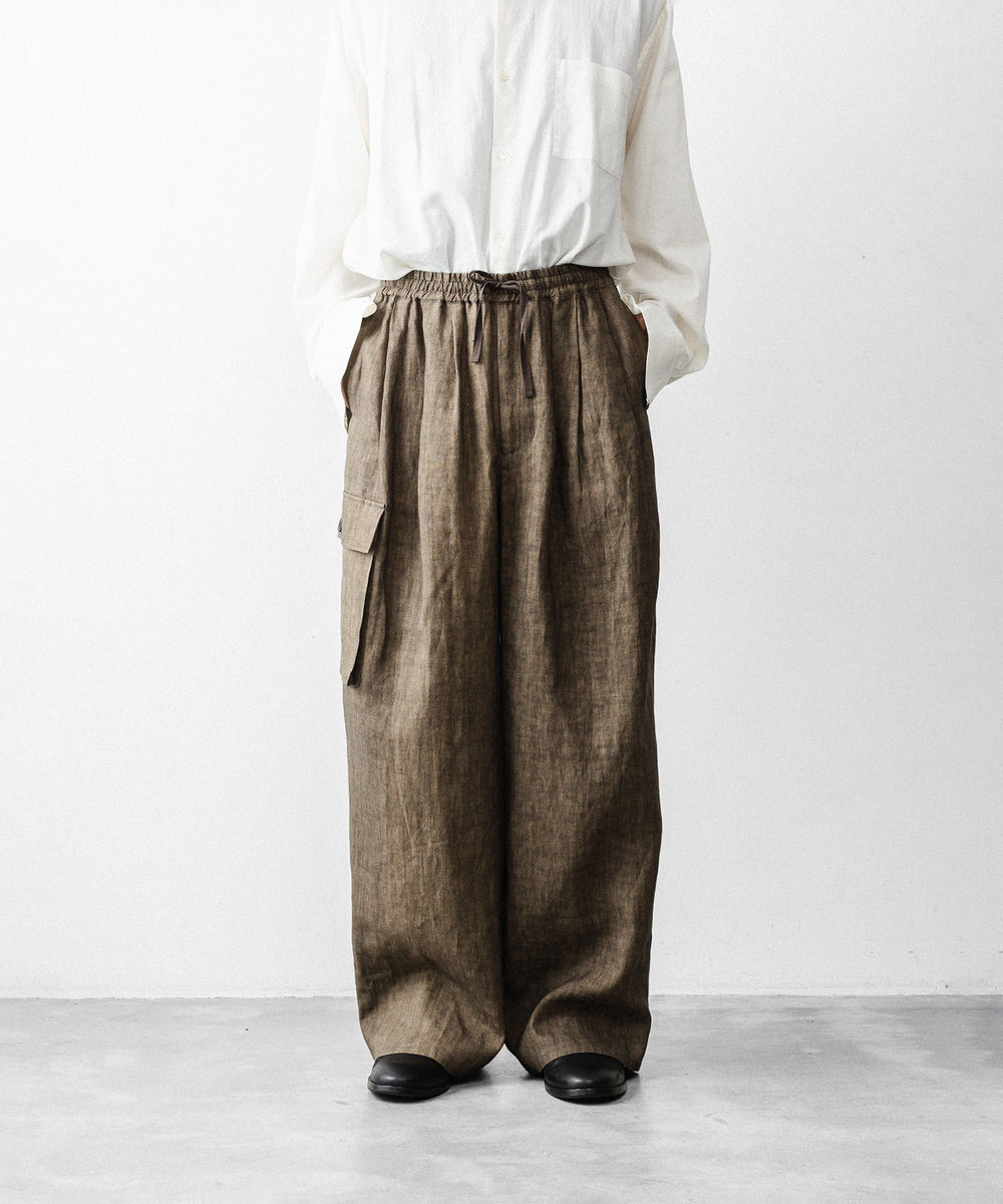 nakedgauge ネイキッドゲージのSUMI LINEN WIDE EASY CARGO PANTSのKHAKI公式通販サイトsession福岡セレクトショップ