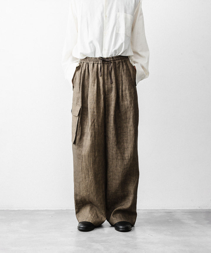 nakedgauge ネイキッドゲージのSUMI LINEN WIDE EASY CARGO PANTSのKHAKI公式通販サイトsession福岡セレクトショップ