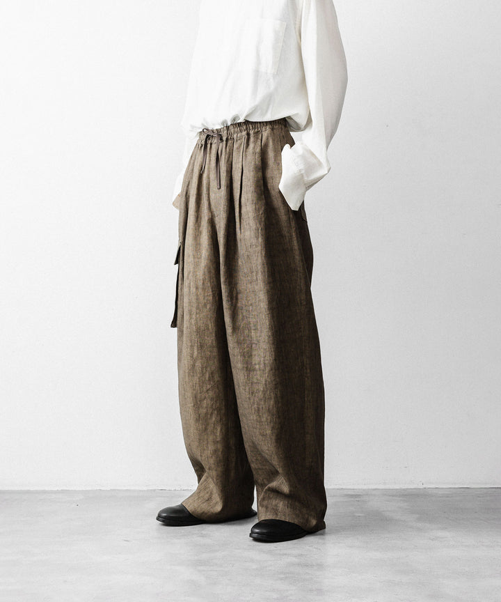 nakedgauge ネイキッドゲージのSUMI LINEN WIDE EASY CARGO PANTSのKHAKI公式通販サイトsession福岡セレクトショップ