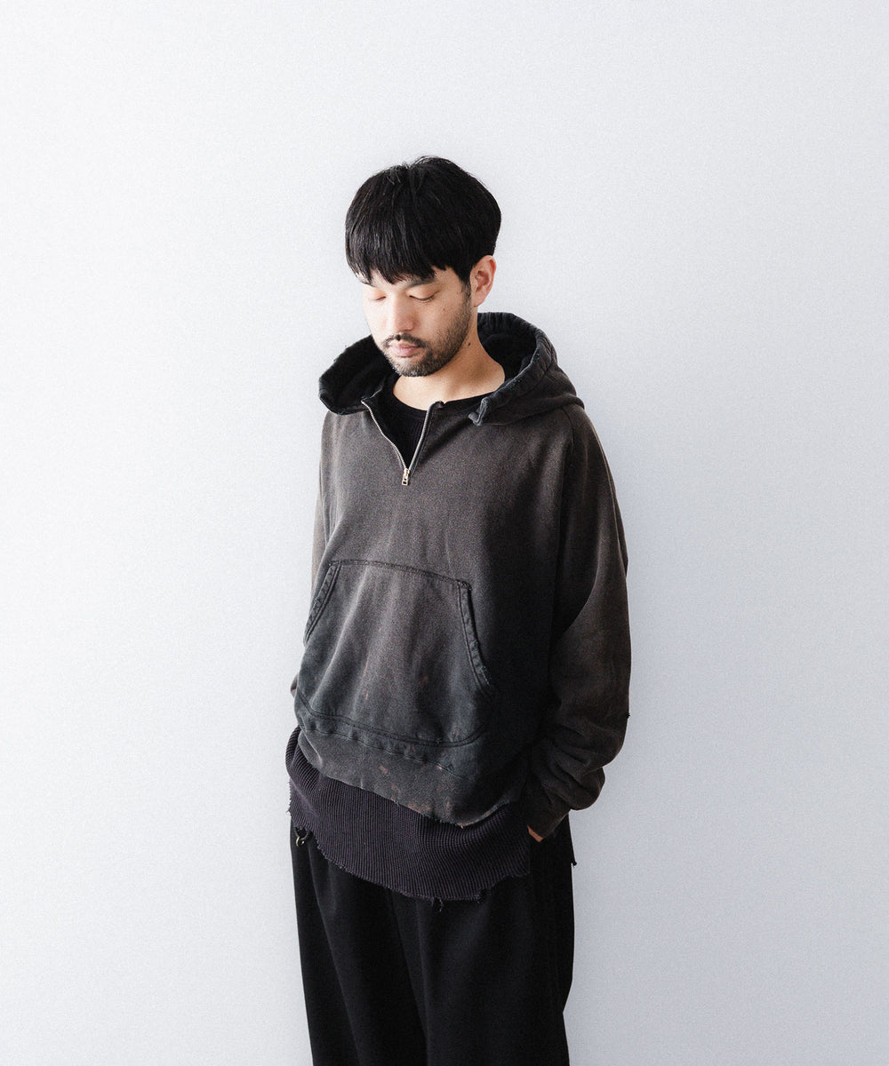 concause-コンコースのFRONT ZIP AFTER HOODIEのBLACK公式通販サイトsession福岡セレクトショップ