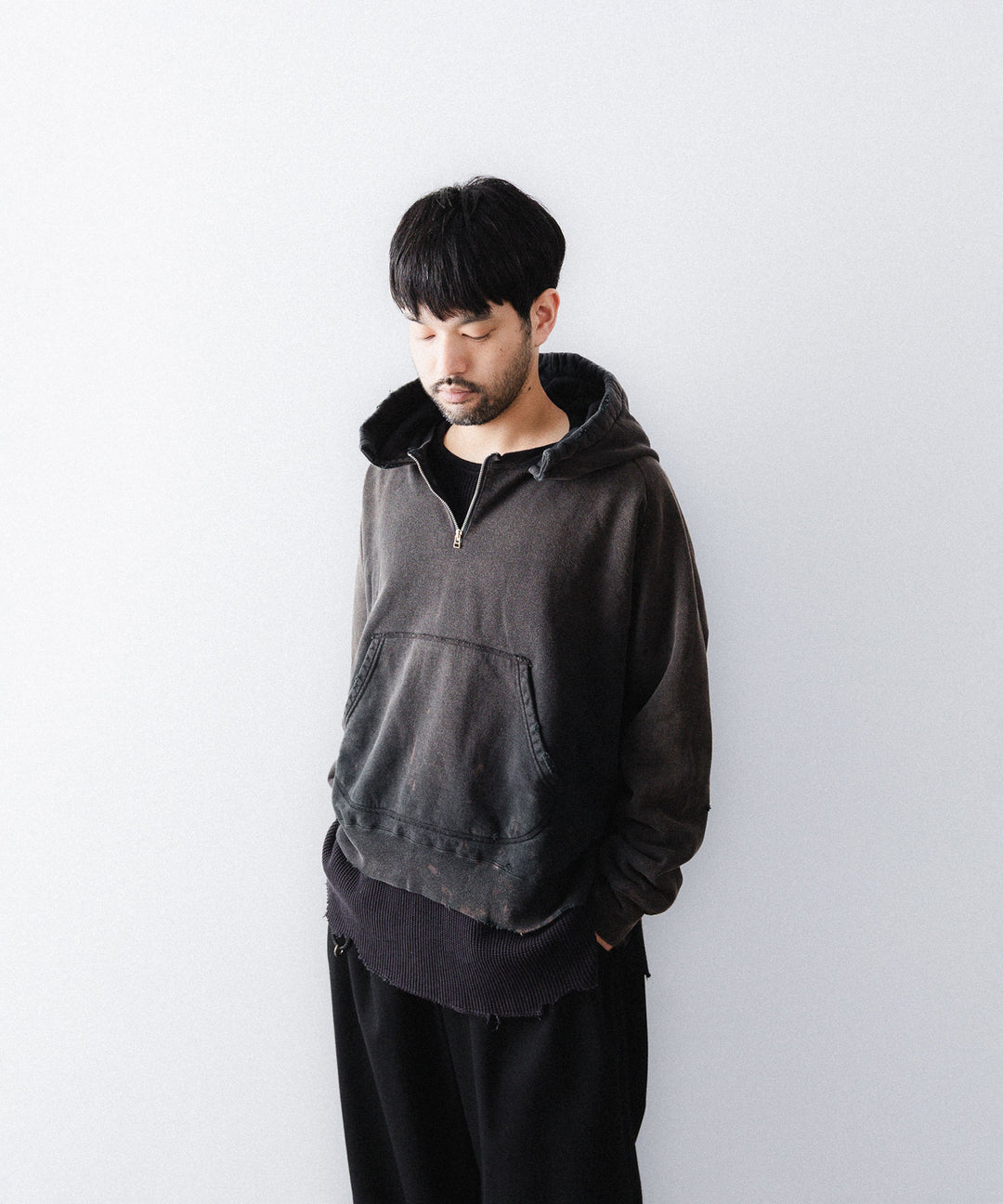 concause-コンコースのFRONT ZIP AFTER HOODIEのBLACK公式通販サイトsession福岡セレクトショップ