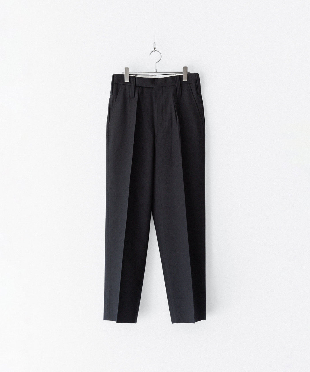 INTÉRIM インテリム MILITARY WOOL SERGE 1-TUCK FRENCH ARMY WIDE TAPERED TROUSERのBLACK 公式通販サイトsession福岡セレクトショップ