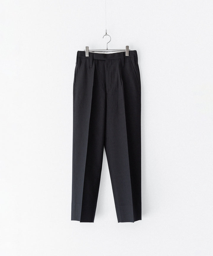 INTÉRIM インテリム MILITARY WOOL SERGE 1-TUCK FRENCH ARMY WIDE TAPERED TROUSERのBLACK 公式通販サイトsession福岡セレクトショップ