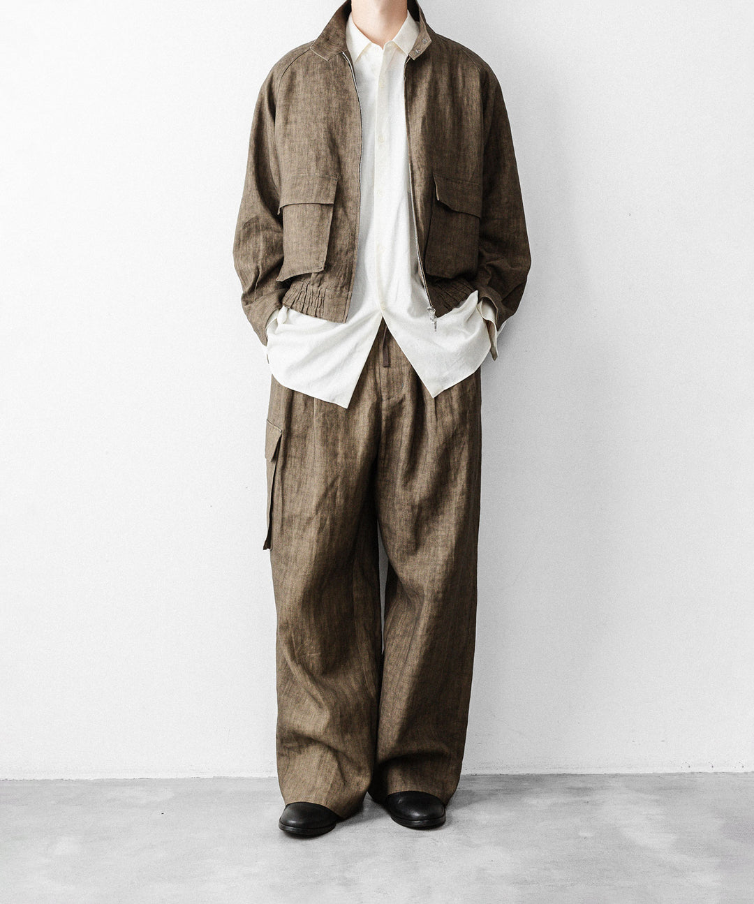 nakedgauge ネイキッドゲージのSUMI LINEN WIDE EASY CARGO PANTSのKHAKI公式通販サイトsession福岡セレクトショップ