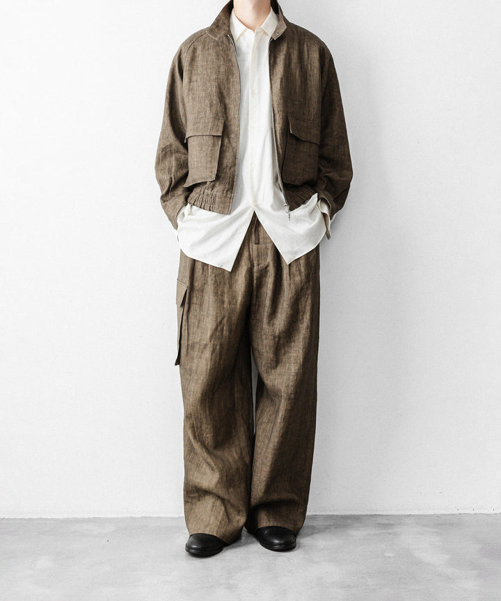 nakedgauge ネイキッドゲージのSUMI LINEN WIDE EASY CARGO PANTSのKHAKI公式通販サイトsession福岡セレクトショップ