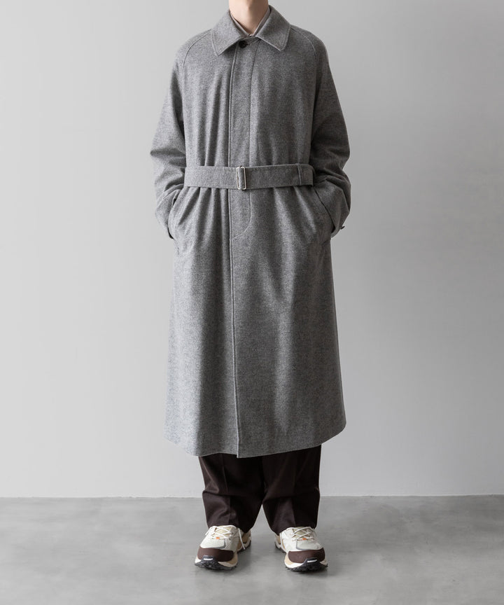 【INTÉRIM】CASHMERE DRAP HYPER BIG BELTED OVER COAT - GRAY