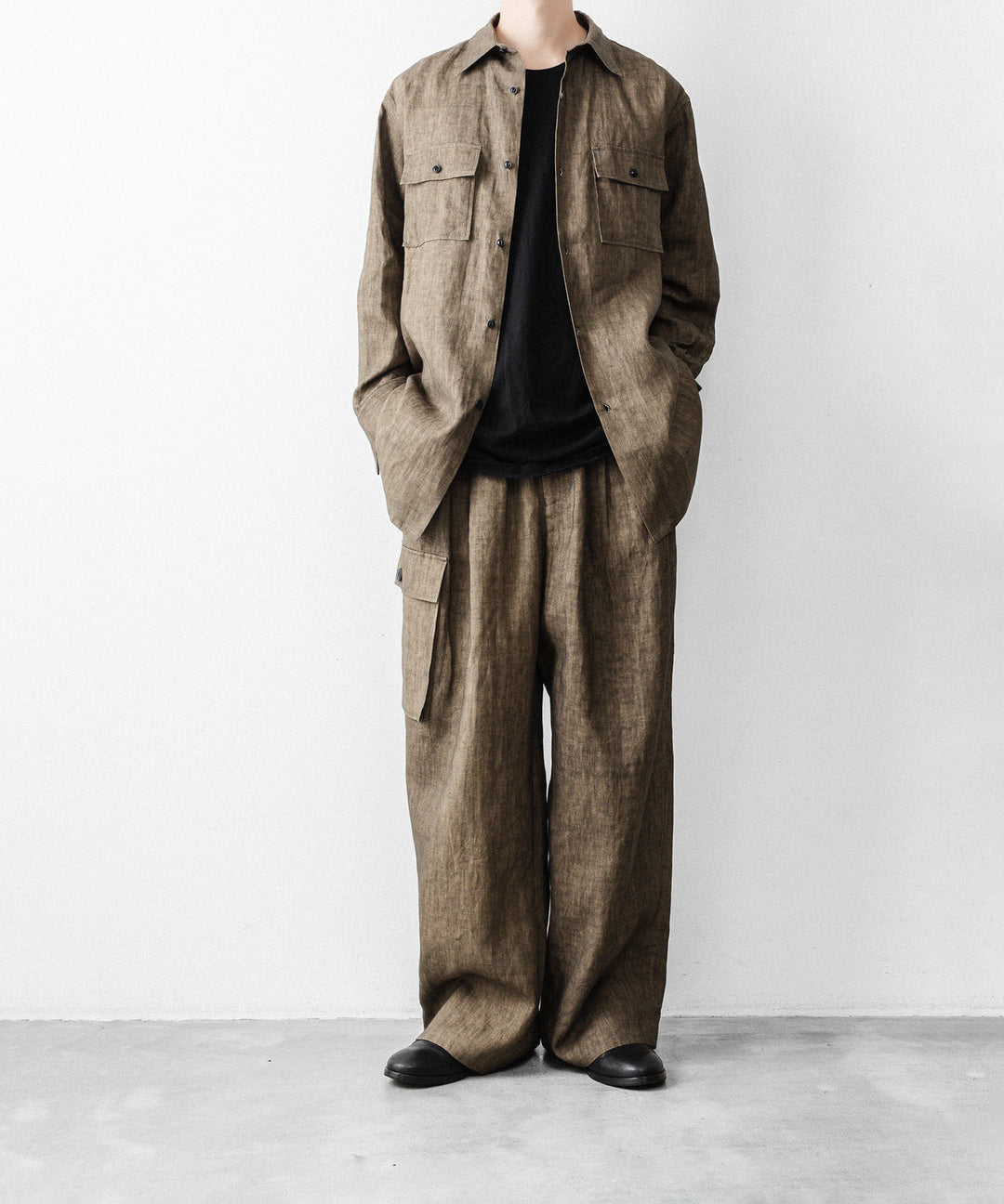 nakedgauge ネイキッドゲージのSUMI LINEN WIDE EASY CARGO PANTSのKHAKI公式通販サイトsession福岡セレクトショップ