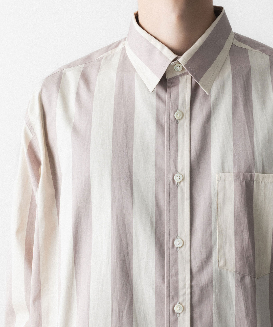 REVERBERATE リバーバレイトのREGULAR COLLAR SHIRT-STのBEIGE×LAVENDER 公式通販サイトsession福岡セレクトショップ