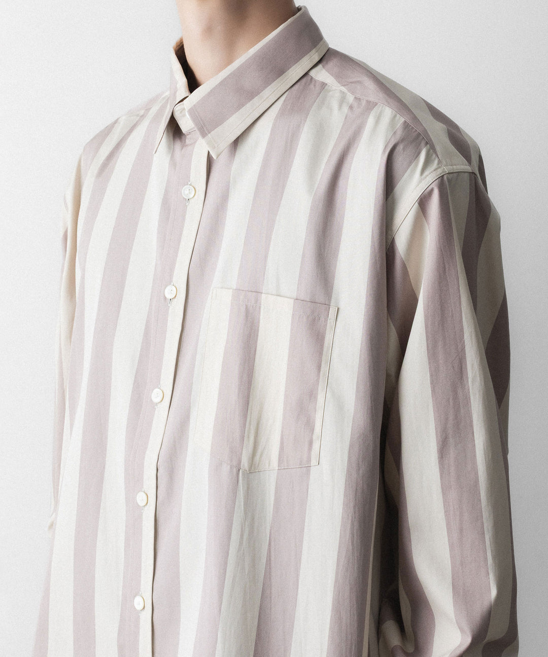 REVERBERATE リバーバレイトのREGULAR COLLAR SHIRT-STのBEIGE×LAVENDER 公式通販サイトsession福岡セレクトショップ