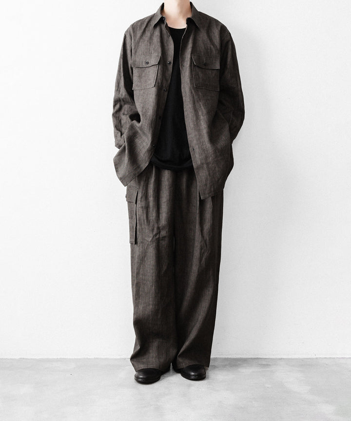 nakedgauge(ネイキッドゲージ)のSUMI LINEN WIDE EASY CARGO PANTS - CHARCOAL GRAYの公式通販サイトsession福岡セレクトショップ