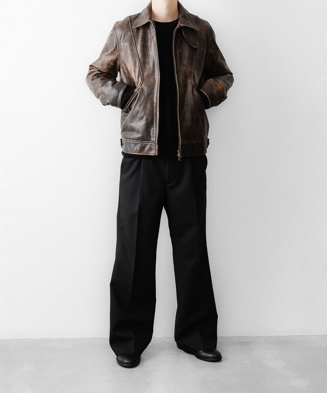 ANTHEM Aアンセムエー のRUSTY BUFFALO LEATHER ZIP BLOUSON - BROWNの公式通販サイトsession福岡セレクトショップ