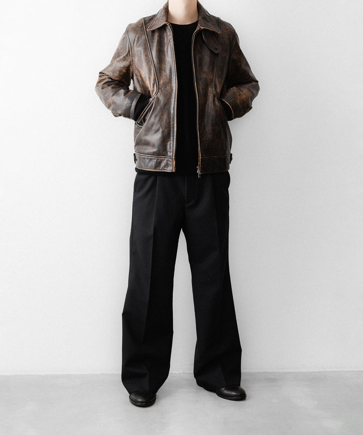 ANTHEM Aアンセムエー のRUSTY BUFFALO LEATHER ZIP BLOUSON - BROWNの公式通販サイトsession福岡セレクトショップ