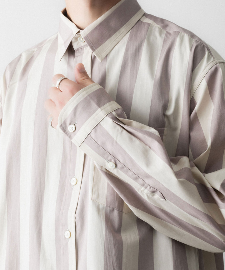 REVERBERATE リバーバレイトのREGULAR COLLAR SHIRT-STのBEIGE×LAVENDER 公式通販サイトsession福岡セレクトショップ