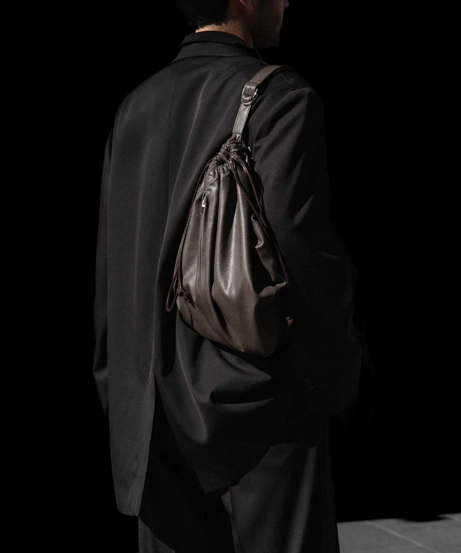 ATTACHMENT /アタッチメント】SYNTHETIC LEATHER BUCKET BAG - D.BROWN