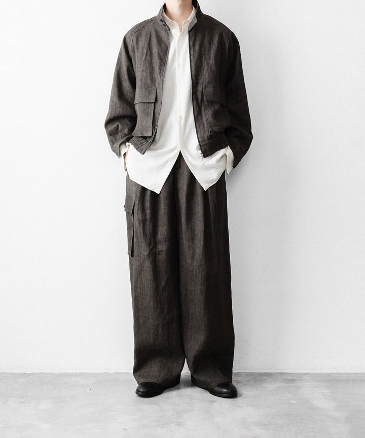 nakedgauge(ネイキッドゲージ)のSUMI LINEN WIDE EASY CARGO PANTS - CHARCOAL GRAYの公式通販サイトsession福岡セレクトショップ