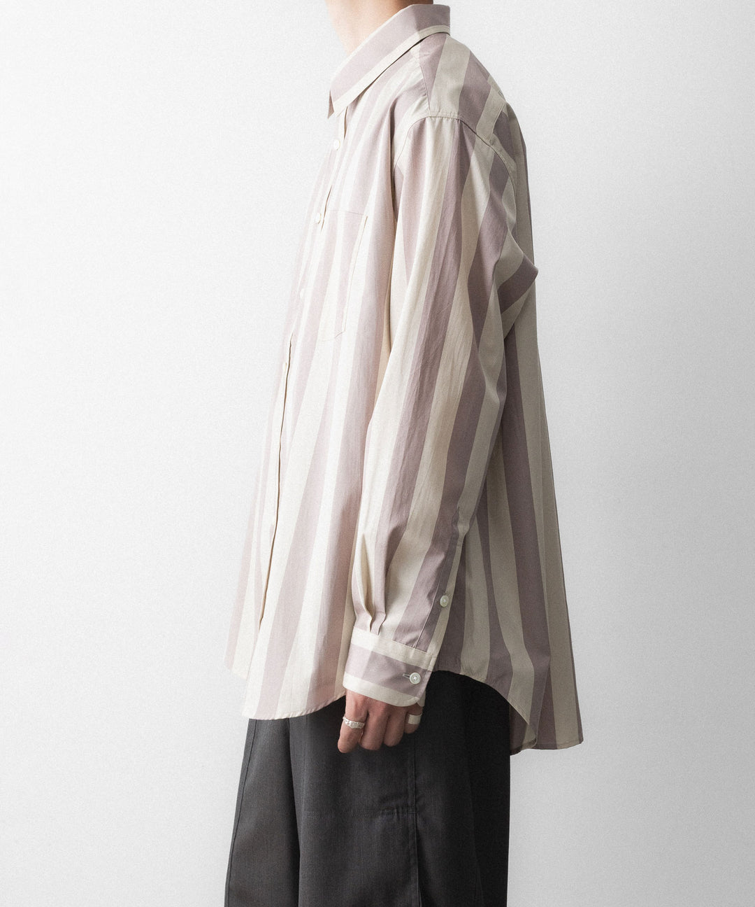 REVERBERATE リバーバレイトのREGULAR COLLAR SHIRT-STのBEIGE×LAVENDER 公式通販サイトsession福岡セレクトショップ