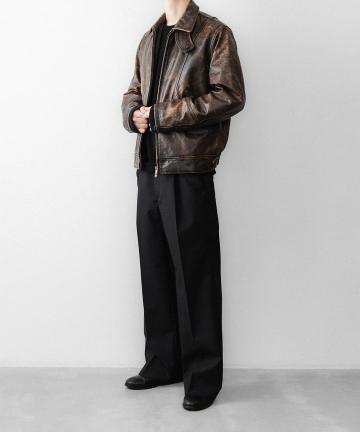ANTHEM Aアンセムエー のRUSTY BUFFALO LEATHER ZIP BLOUSON - BROWNの公式通販サイトsession福岡セレクトショップ