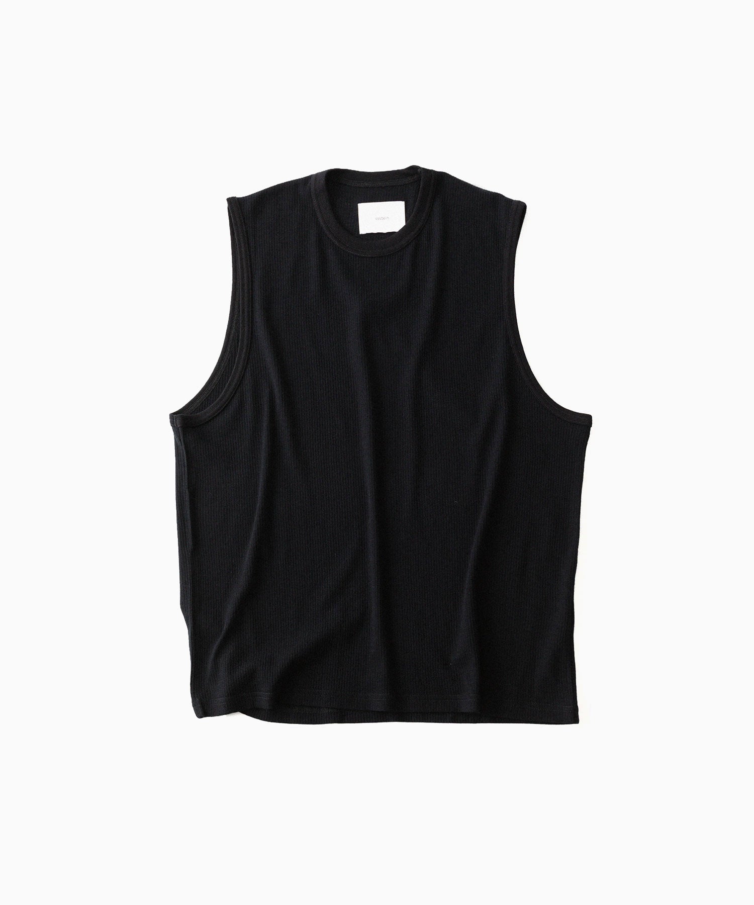 ssstein / シュタイン】FINE WOOL OVERSIZED NO SLEEVE TEE - BLACK
