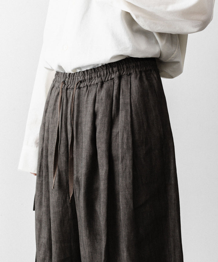 nakedgauge(ネイキッドゲージ)のSUMI LINEN WIDE EASY CARGO PANTS - CHARCOAL GRAYの公式通販サイトsession福岡セレクトショップ