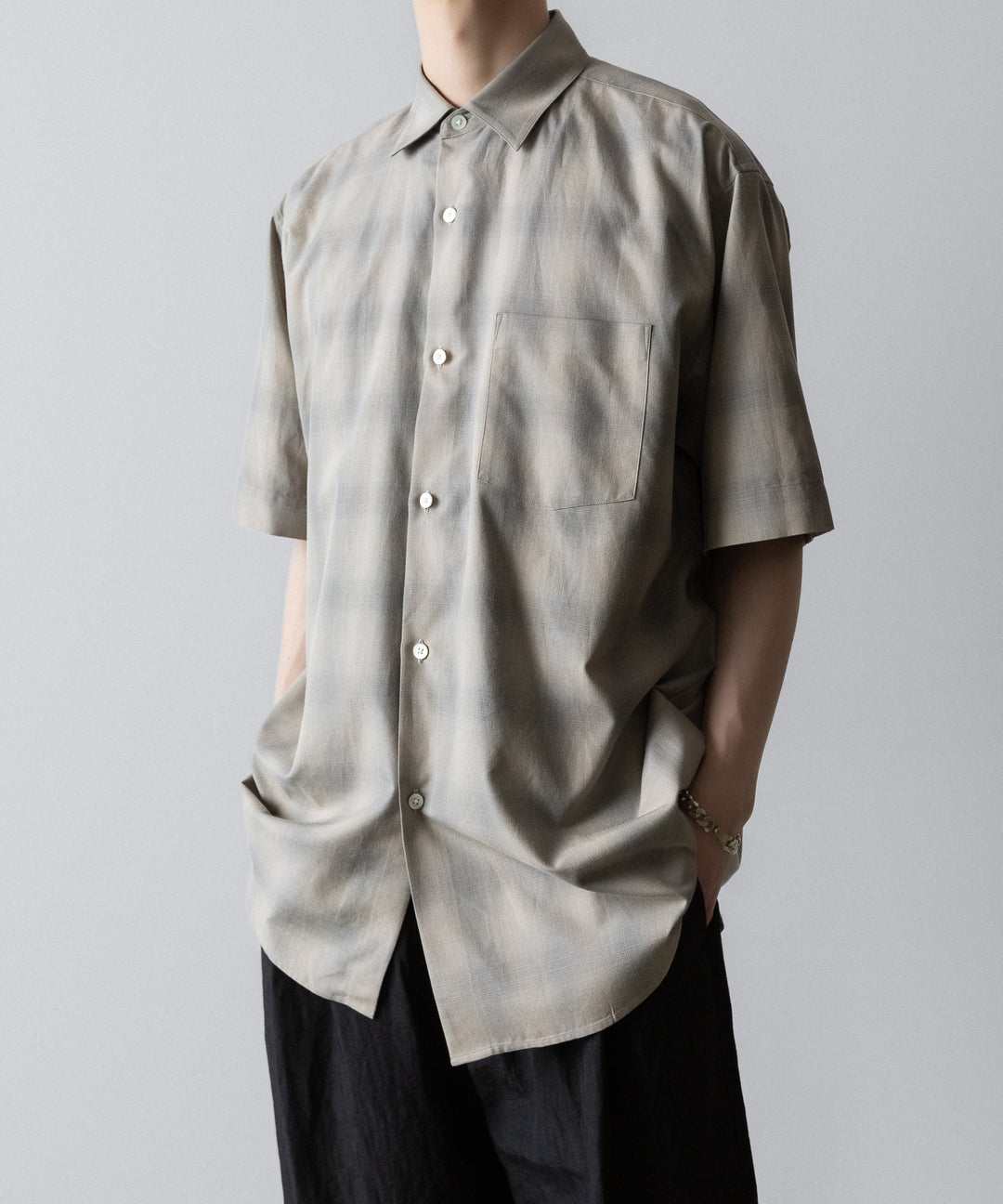 ssstein(シュタイン)のC/R CHECK OVERSIZED SS SHIRT - TAUPE×GREY OMBREの公式通販サイトsession福岡セレクトショップ