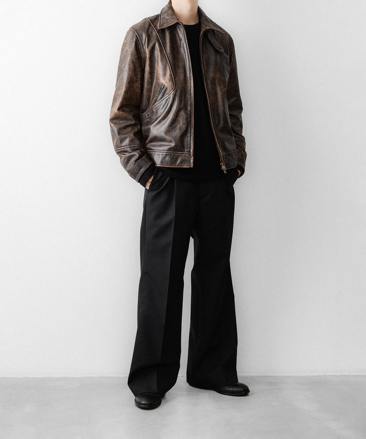 ANTHEM Aアンセムエー のRUSTY BUFFALO LEATHER ZIP BLOUSON - BROWNの公式通販サイトsession福岡セレクトショップ
